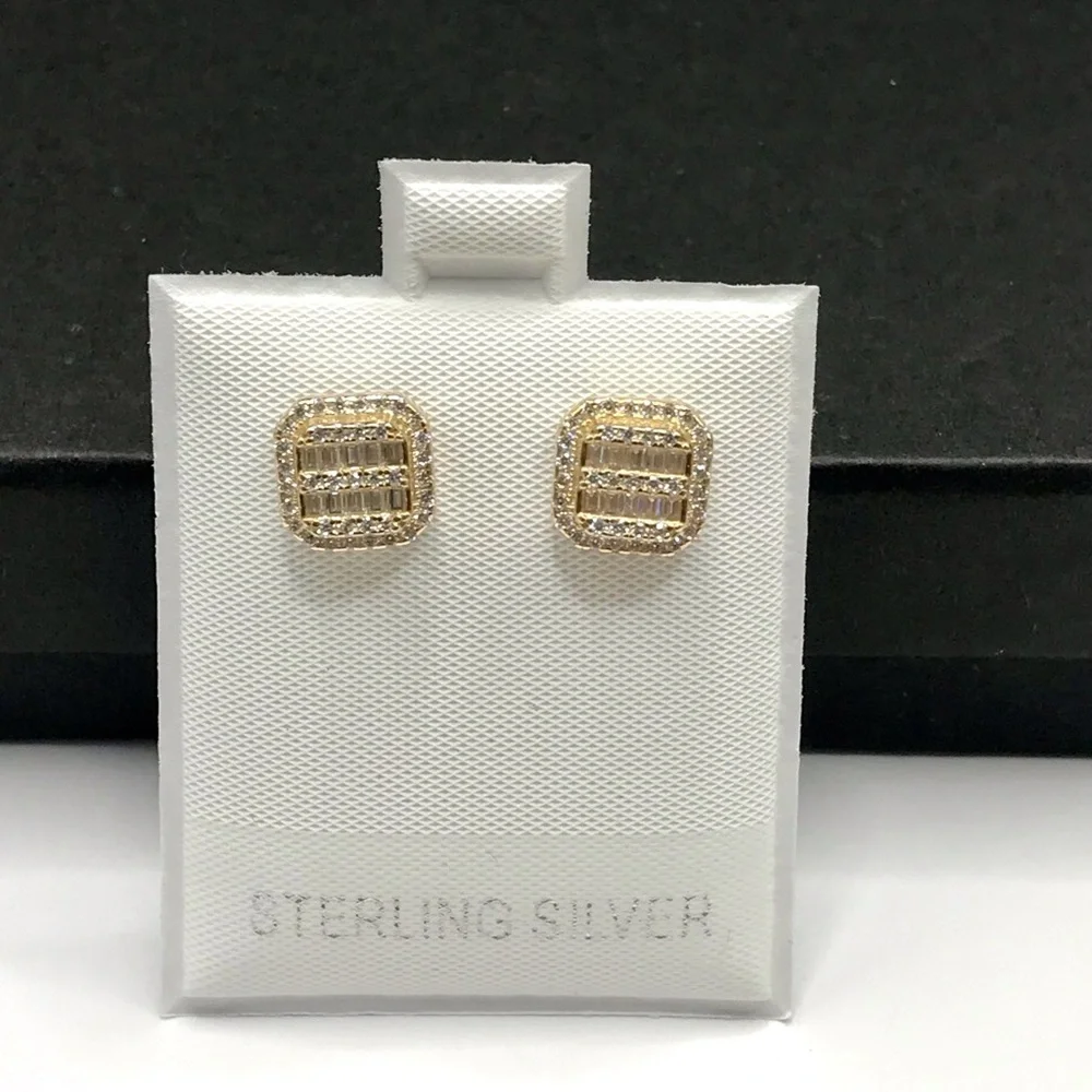 925 Sterling Silver  0.40CTW MOISSANITE Pave Square Stud Earrings
